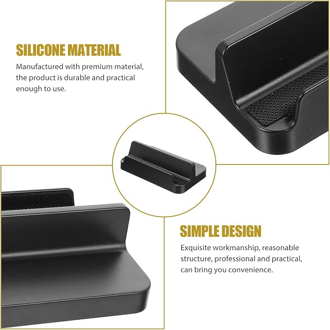 Portable Phone Stand and Game Console Holder, Black Multi-Function Desktop Rack for Home Use, Compact Phone Support for Cellphones and Handheld Gaming Devices - Image 3