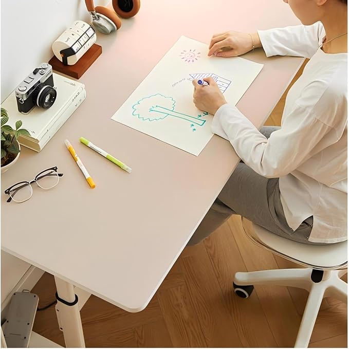 Bloss Extra Large Leather Desk Mat 47.2" x 24" Non-Slip Dressing Table Cover Protector, Waterproof Student Study Desk Mat, PU Leather Computer Writing Desk Pad for Home Office and Decor - Beige - Image 4