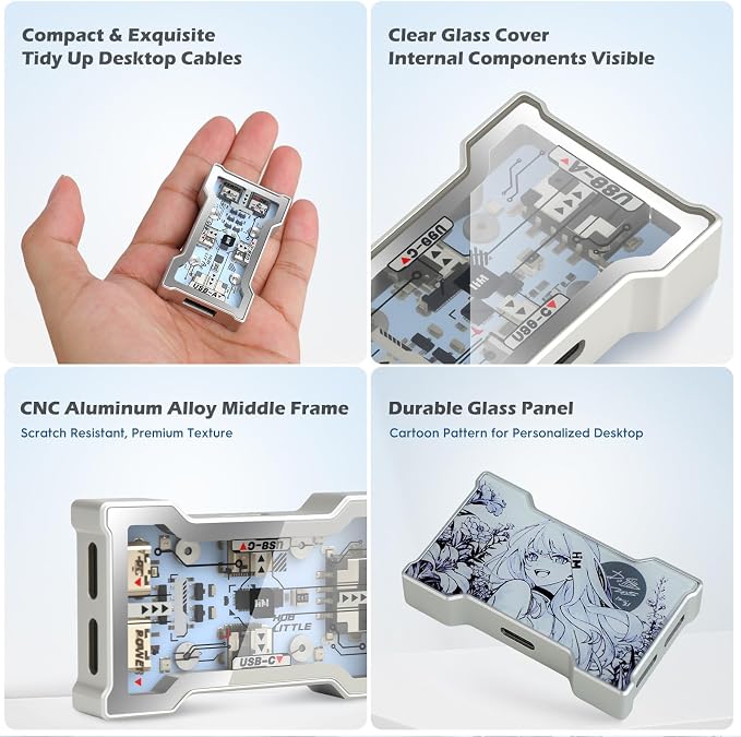 8K USB-C Gaming Dock with Clear Glass Window, Cartoon Print & LED Light - Image 6