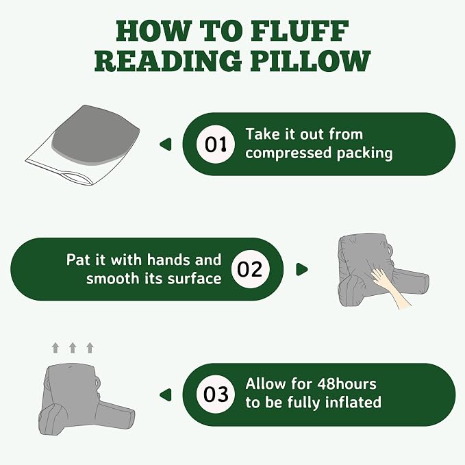 Reading Pillow for Bed,Back Pillow for Bed Sitting Up,Lumbar Support Pillow - Image 8