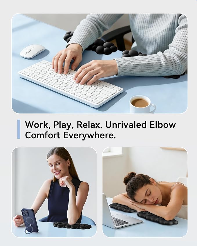 Laborio Elbow Pad for Desk, 2-Pack Cloud Elbow Rest(Black), Edge Arm Rest | L-Shaped, Leather Surface, Memory Foam, Waterproof, Non-Slip Wrist Support Wrist Rest - Image 6