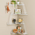 Fire Escape Wall Shelf - Modern City Style 4-Tier Corner Wall Shelves, Easy to Install Metal Ladder Shelf for Figures, New York Decorative Shelves for Bathroom, Living Room & Home Decor,White by WOPITMER