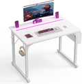 DurayLoly 32" Gaming Desk with Waterproof LED Lights for Bedroom,White by Durayloly