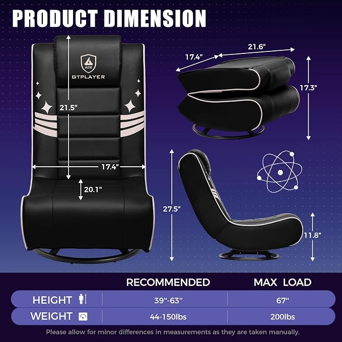 GTPLAYER Floor Gaming Chair Foldable Swivel Floor Chairs for Kids Boys Comfy Video Game Seat with 360° Multipurpose for Gamers, Bedroom or Game Room - Image 3