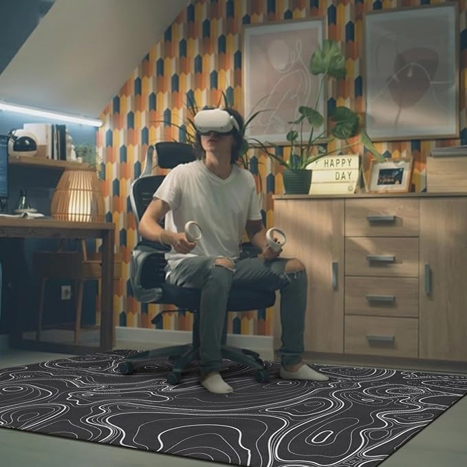 Gaming Chair Mat for Carpet Hardwood Tile Floor,36"x48" Gaming Rug for Gaming Room, Under Desk Non Slip Gamer Rug,Low-Pile Game Room Rug,Rubber Backing Large Gaming Chair Floor Mat,Topographic Contour - Image 4