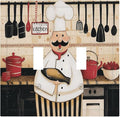 Decorative Light Switch Cover Plate Cartoon Fat Happy Chef Cook 2 Gang Switch Plate Covers Double Toggle Wall Plate Dual Device Electrical Switchplate Dimmer Faceplate for Farmhouse Kitchen by JOOJIAO