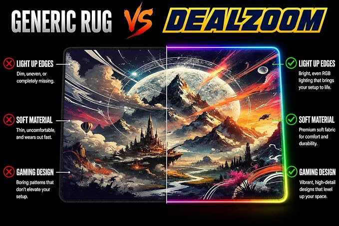 Gaming Rug RGB LED Light (3x5 Enchanted Luminescent) - Bedroom Gamer Rug Floor Mat Gaming Decor - Kids Room Rug Anti Slip Mat for Gamer Chair – Play Game Room Décor for Teen, Boys, Kids - Image 3