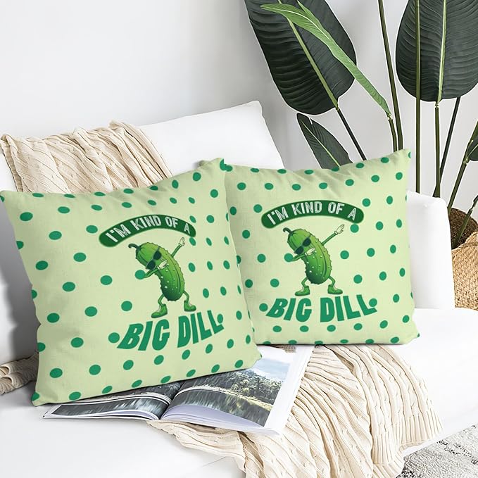 Pickle Throw Pillow Cover Funny Pillow Cases 18"x18" Set of 2, Farmhouse Decorative Cushion Covers for Sofa Couch Bed Chair Living Room Home Decor - Image 2