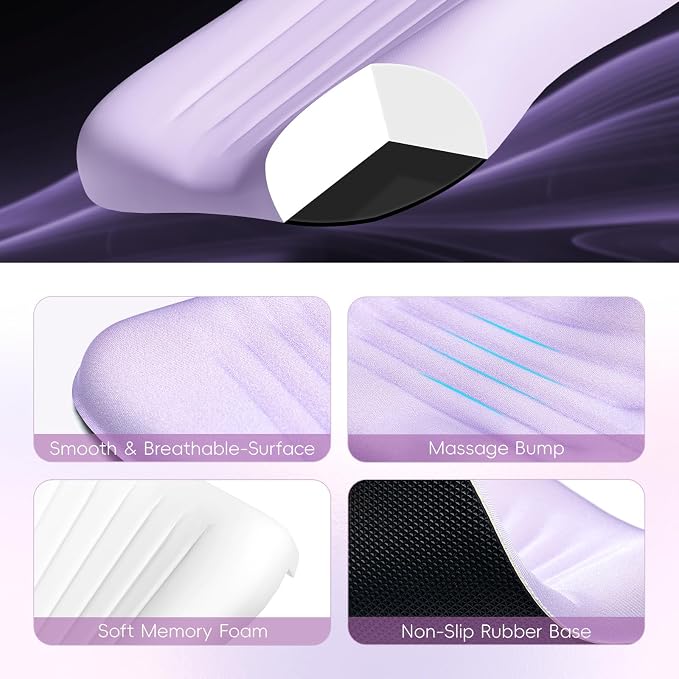 Ospelelf Mouse Pad with Wrist Rest Set Foam L-Shaped Desk Elbow Pad Ergonomic Desk Edge Cushion Anti-Slip Rubber Bottom Office Women Desk Accessories for Computer, Laptop and Gaming, Purple - Image 3