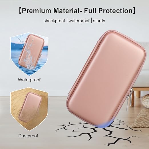 Elonbo Carrying Case for TEBIYOU/ WELLST·G/ TaddToy/ Beijue/ FAMILY POCKET/ CCTU/ X-JOYKIDS/ GREENCREEK/ Beico/ KAVOYI/ GuaiyeyeAP Handheld Game Console, Portable Electronic Gaming Player Bag, Gold - Image 4