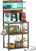 Aheaplus Bakers Rack with Power Outlet & RGB LED,5-Tiers Coffee Bar Table by Aheaplus