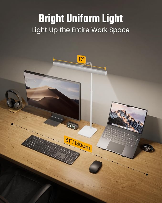 SUPERDANNY LED Desk Lamp for Home Office, Eye-Caring Desk Light with Base - Image 2