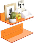 Sezanrpt 12 Inches Small Orange Wall Shelves Set of 2, Acrylic Floating Shelf for Bedroom, Living Room, Funko Pop Shelves, Smart Speaker, 2 Pack by Sezanrpt