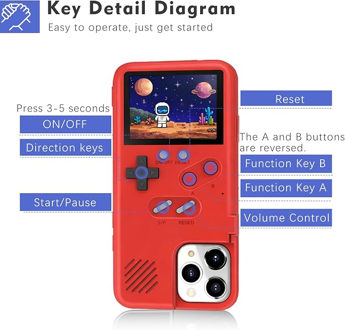 Game Phone Case, 168 Built-in Small Video Games, Red, Compatible with iPhone 14 - Image 4