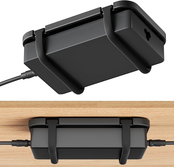 Upgraded Laptop Charger Holder,Adjustable Silicone Strap Power Brick Organizer With Heat Dissipation,Under Desk Cable Management Mount For Most Power Adapters,Chargers, Included Screws & Adhesive by ELETIUO