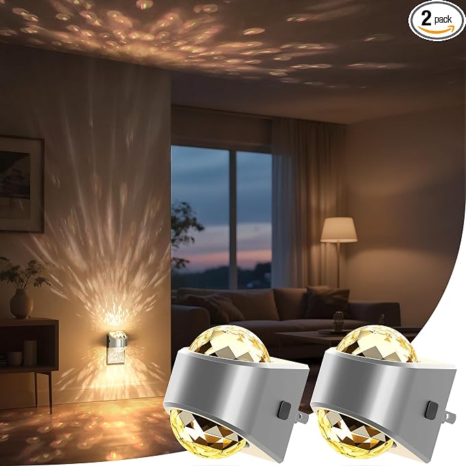 Briignite Night Light, Sliver Projector Night Lights Plug into Wall 2 Pack by WelcometoBriigniteenjoyyourtimehere
