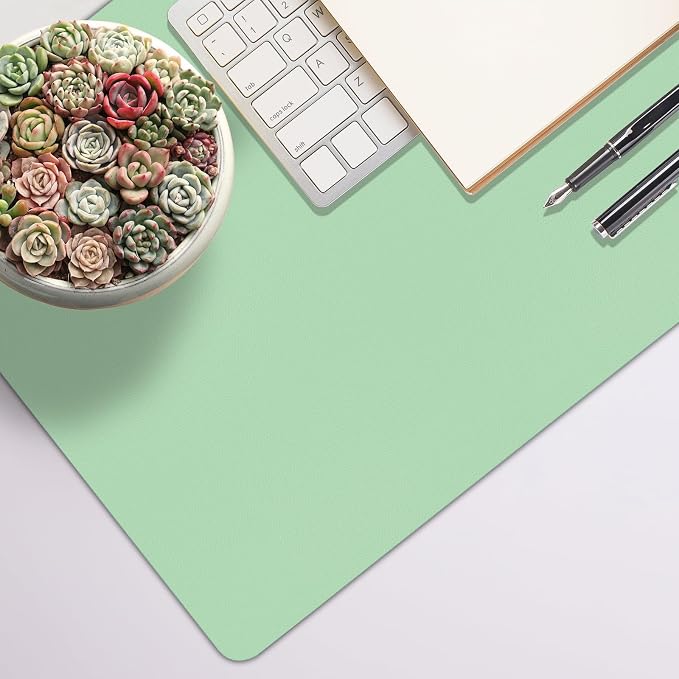 Leather Desk Pad Mat, Green Desk Mat, 23.6" x 13.7" | Non-slip and Waterproof Computer Mat, Desk Protector for Office/Home, Desk Accessories - Image 8