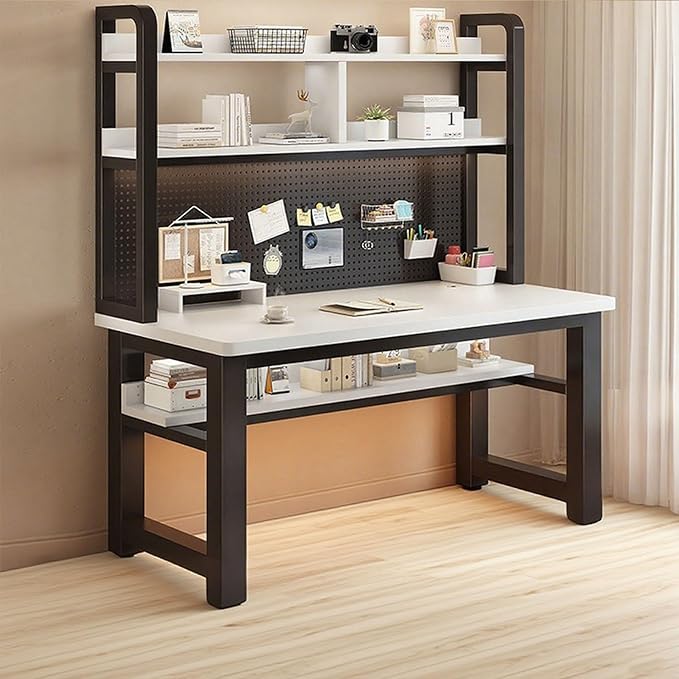 Writing Work Computer Desk with Pegboard,Gaming Desk with Bookshelf Combo,PC Gamer Workstation Desk,Wooden Desktop,for Home Office Work and Gaming(B2,39.5" L x 19.7" W(100x50cm)) by ZMNXAS