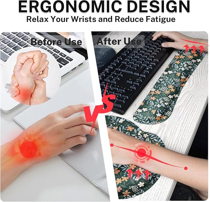 Britimes Ergonomic Mouse Pad Set with Wrist Rest, Floral Wildflower - Image 5