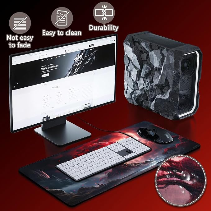 Mouse Pad Gaming - Desk Mat for Keyboard and Mouse - Large Mouse Pads for Desk, Gaming Mousepad with Non-Slip Base, Desks Pad (31.5" X 11.8") for Game, Office and Home - Image 4