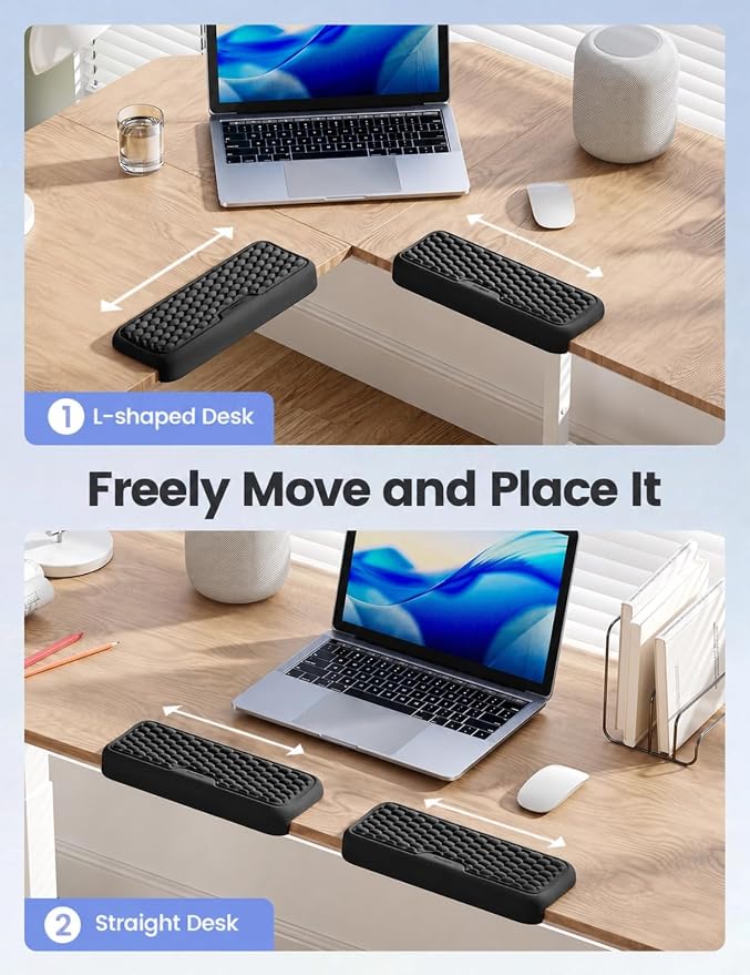 Vaydeer 2Pcs Elbow Rest Pad, L-Shaped Wrist Rest, Desk Edge Cushion | Ergonomic Memory Foam Arm Rest Support Keyboard Mouse Elbow Pad for Palm Hand Office Computer Home Gaming Accessories-Black - Image 5