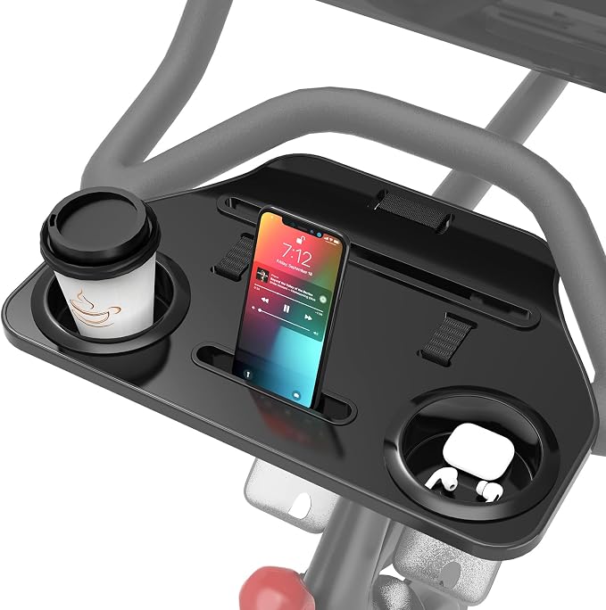 Desk Attachment for Peloton Bike+（Not Bike）, Tray Holder for Phone, Cup, Tablet, Ergonomic Platform Tray（Black） by Qsxou