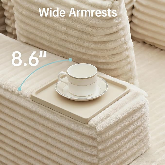 Boneless Chaise Lounge Chair, 54" Oversized Cloud Couch Sofa with Deep Seat, Plush Corduroy Reading Chair for Living Room, Bedroom, Reading Nook, Apartment, Gaming Room & Movie Nights, Beige - Image 5