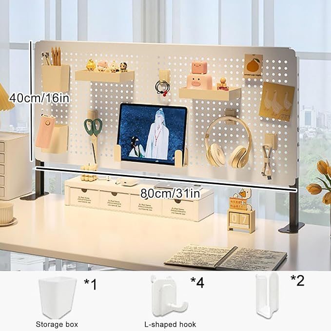 Pegboard Wall Organizer Panels, Desk Pegboard, Gaming Pegboard,Table Extender for Desk,Craft Room, Kitchen, Garage, Living Room, Bathroom, and Study Room, Easy to Install ,B,40*80cm/16*31i - Image 2