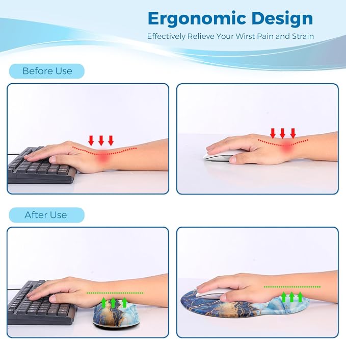 Mouse Pad and Keyboard Wrist Rest Support,Ergonomic Mouse Pad Set - Image 5