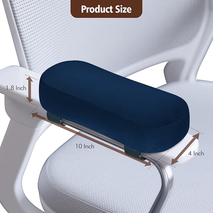 WdFour 2-Pack Non-Slip Armrest Pads for Office & Gaming Chairs - Ergonomic Forearm Support Pillow for Desk, Computer & Wheelchair, Pressure Relief Cushions (Navy Blue) - Image 2
