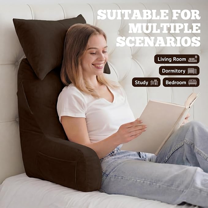 Reading Pillow for Bed,Back Pillow for Bed Sitting Up,Lumbar Support Pillow - Image 3