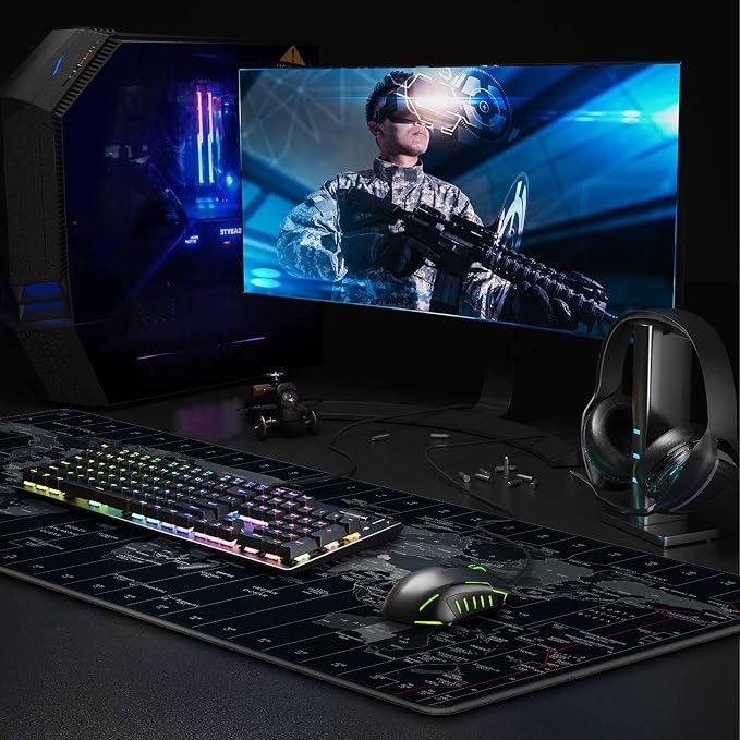 JIALONG Large Gaming Mouse Pad Extended Desk Mat XXL Mousepad with Non-Slip Keyboard Pad for Office Laptop, Computer and PC - 35.4 x 15.7 inches World Map - Image 7