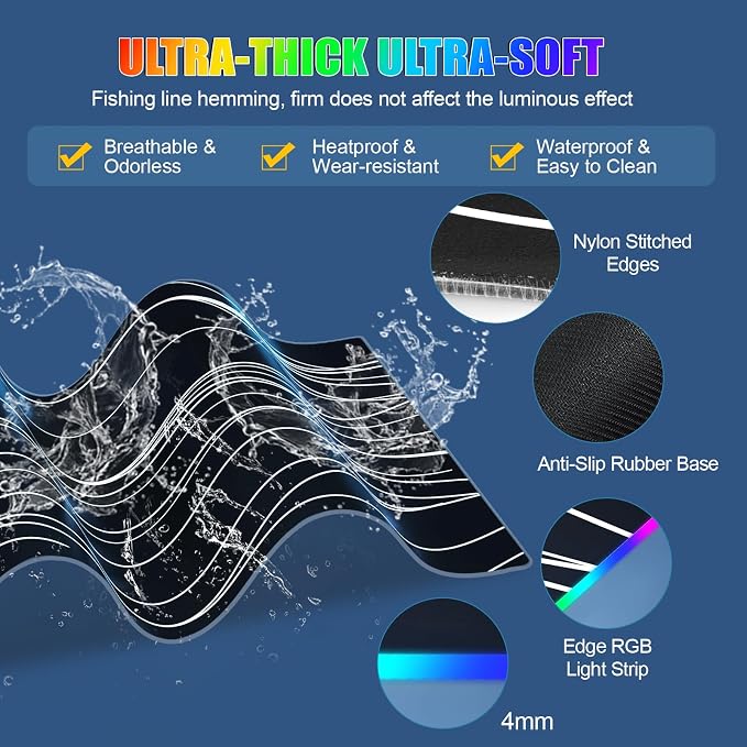 Mouse Pad with Foldable Phone Holder & Wireless Charger, XL RGB Gaming Mousepad 31.5"x11.8" Large Desk Mat for Keyboard, Home Desk Pad with Dual Qi Charging Station | 11 Colors & 5 Modes | Waterproof - Image 6