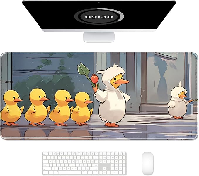 Auhoahsil Ultra Large Gaming Mousepad, XXL Extended Full Size Desktop Matt for Keyboard, Laptop & Computer, 35.5 x 15.7 in, Anime Cute Ducks by Auhoahsil