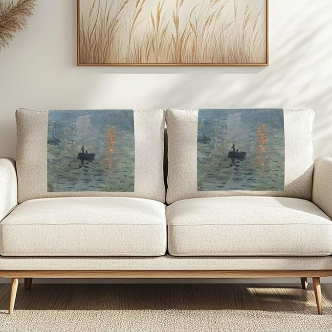 Small Recliner Headrest Cover 26x16 Inch Set of 2 - Impression Sunrise Print Easy to Install Polyester Slipcover Chair, Waterproof & Non-Slip Design with Fixing Nails for Office/Home - Image 2