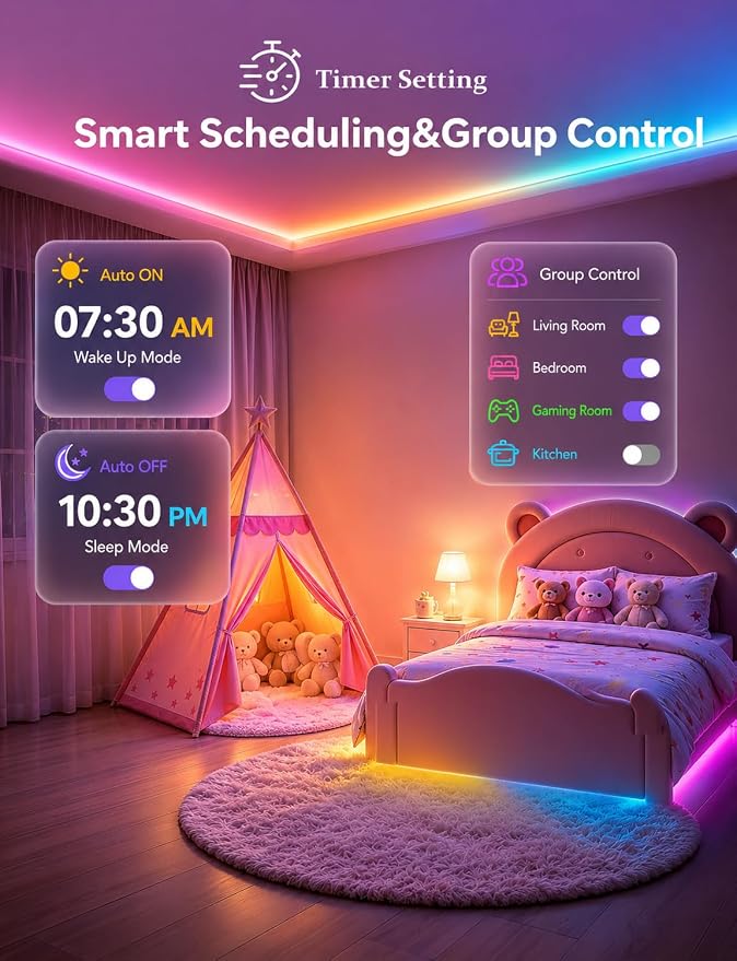 MFWW 66ft RGB+IC LED Strip Lights, LED Lights for Bedroom, Smart Control - Image 6