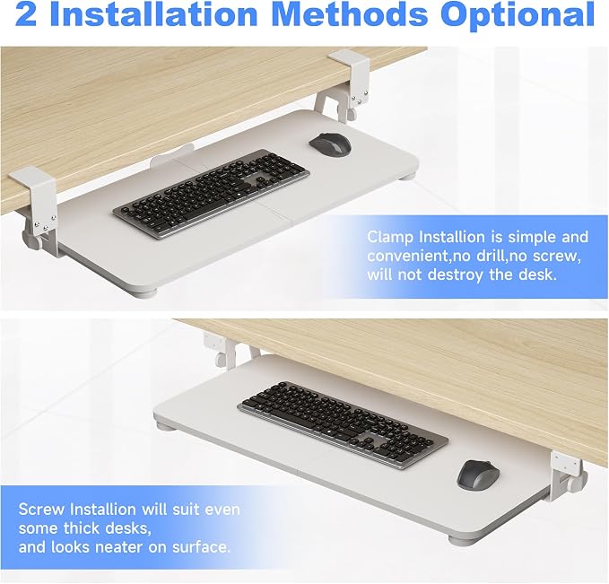 XINLEI Keyboard Tray Under Desk Large C-Clamp 25.6" x 11.8" Board - Image 6