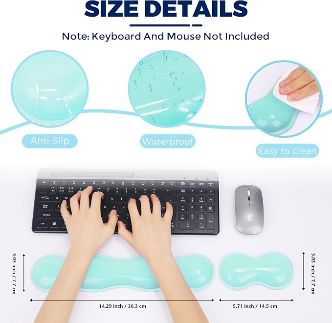 Gel Wrist Rest for Keyboard and Mouse, Wrist Rest for Keyboard, Mouse Wrist Support, Pain Relief, Cool Touch, Non-Skid, Mouse Wrist pad - Image 4