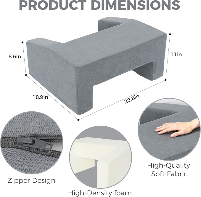Reading Pillow for Gaming Lap Desk Pillow for Laptop Memory Foam Bed Desk for Reading Working Crocheting Gaming Arm Rest on Bed/Sofa/Floor/Couch/Car(Grey) - Image 6