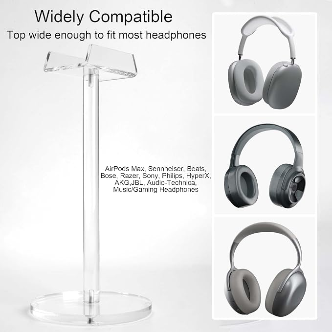 Acrylic Desktop Headphone Holder, Countertop Accessories Stand,Universal for All Music Gaming Headsets 1 Pack(DP015) - Image 3