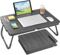 BUYIFY 23.4" Foldable Lap Desk Bed Table with Cup Holder Tray Charcoal by BUYIFY