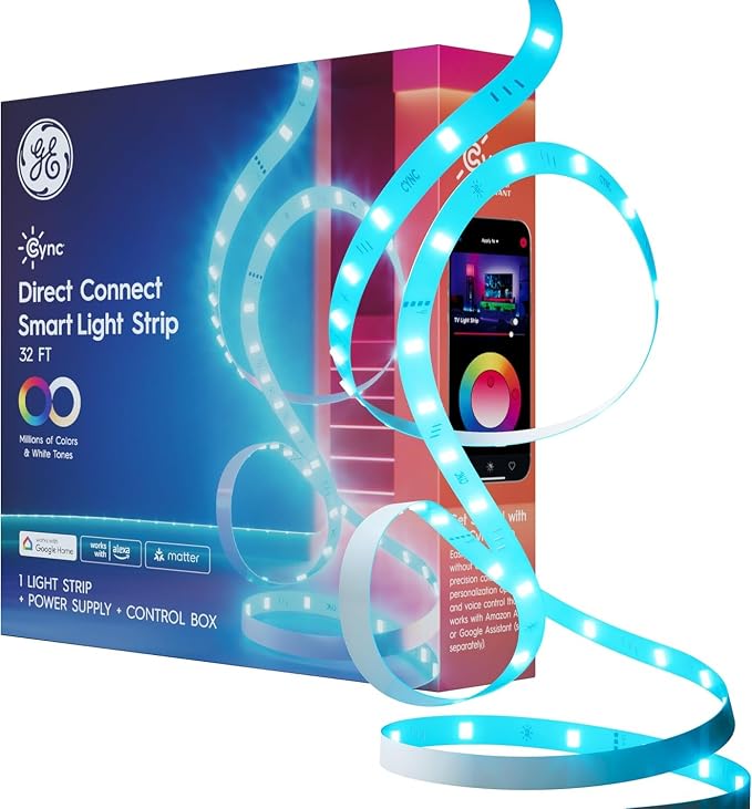 Cync GE Smart RGB LED Strip Light, Matter Compatible, 32 Feet by CYNCSmartHome