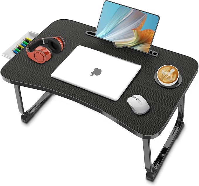 Fayquaze Lap Laptop Desk, Portable Foldable Laptop Bed Table with Storage Drawer and Cup Holder, Lap Desk Lap Bed Stand Tray Table Serving Tray for Eating, Reading and Working - Image 7