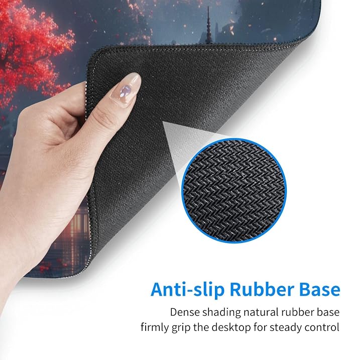 Gaming Mouse Pad Desk Pad,Extended Big Mouse Pad,31.5x11.8 Inch Long Computer Keyboard Mouse Mat Mousepad with 3mm Non-Slip Base and Stitched Edge for Gaming and Office… (Night Lake) - Image 6
