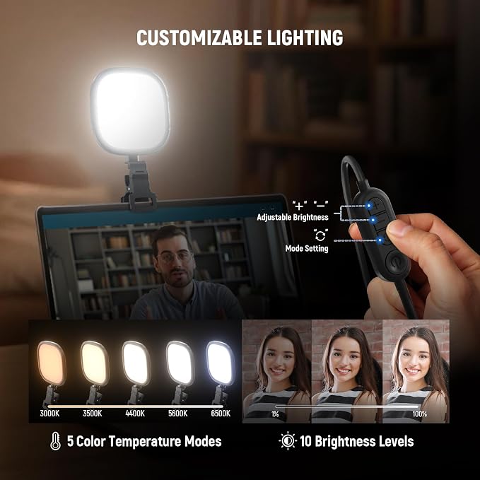 NEEWER Basics 5" 10W LED Streaming Light, Bi Color Edge Lit Clip on Full Screen USB Lamp Lighting CRI95 for Monitor Laptop Computer Webcam Desk Video Conference Zoom Call Recording, NL10 - Image 4