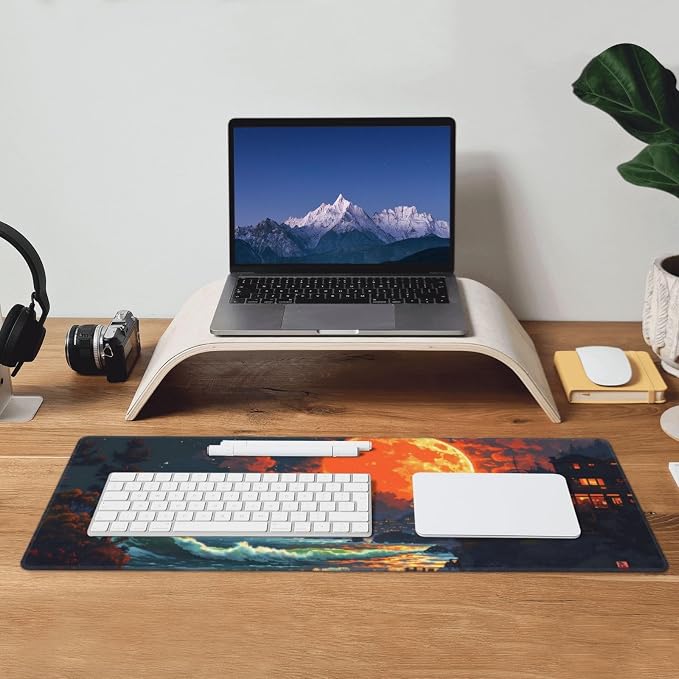Gaming Mouse Pad Desk Pad,Extended Big Mouse Pad,31.5x11.8 Inch Long Computer Keyboard Mouse Mat Mousepad with 3mm Non-Slip Base and Stitched Edge for Gaming and Office… (Oil Painting) - Image 8