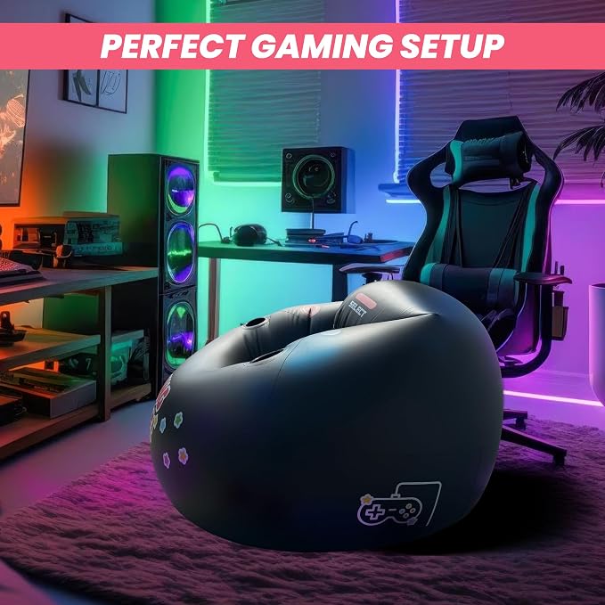 Inflatable Gaming Chair for Kids & Teens with Cup Holders and Side Pocket - This Air Gaming Bean Bag Chairs for kids is The Perfect Furniture for Gamer Room Decor - Perfect Gaming Stuff for boys 4-12 - Image 7