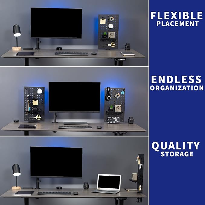 VIVO Black Clamp-on 20 x 24 inch Desk Pegboard, PP-DK24B | Steel Privacy Panel, Magnetic Peg Board, Office Accessory Organizer, Above or Under Desk Placement - Image 6