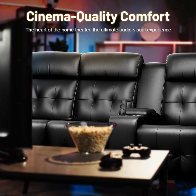RV Loveseat Recliner Sofa, Home Theater Seating with Console & Massage - Image 6