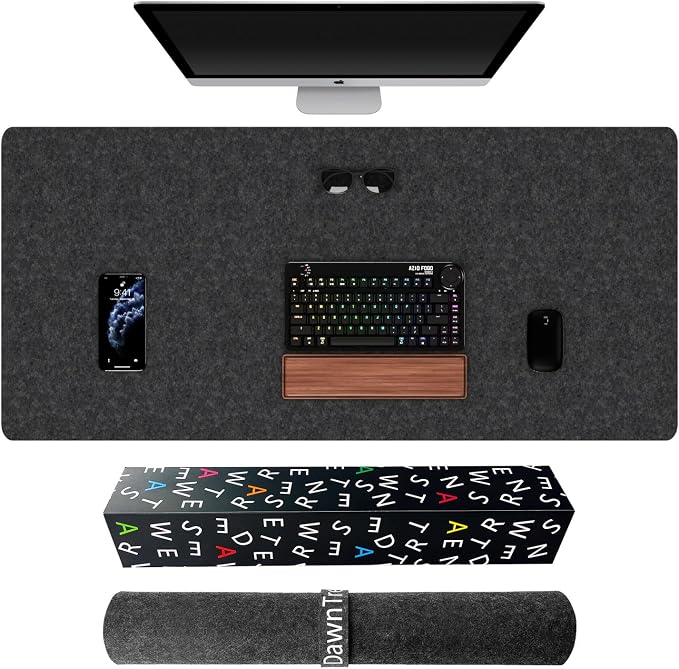 DAWNTREES Extra Large Felt Desk Mat,55''x23.6'' Non-Slip Desktop Protector | Full Desk Mouse pad, Computer Desk Mat for Keyboard and Mouse Pad,Desk Accessories for Home and Office (Dark Gray) - Image 7